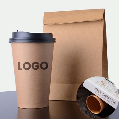 140Z Kraft Paper Coffee Cups With Lids