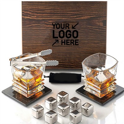 Stainless Steel Whiskey Ice Cube Gift Set with Tongs