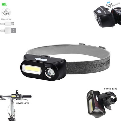 Portable LED Headlamp Dual Switch with High Low Strobe Modes