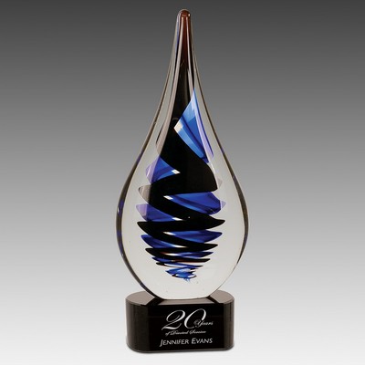 11.25" Black Twist Raindrop Art Glass