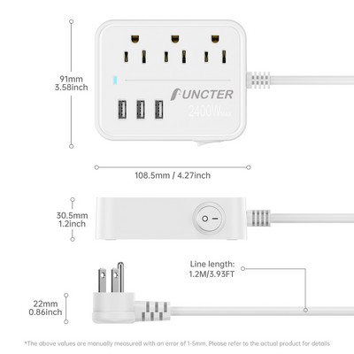 45 Degree Plug Outlet Extender 8 AC Ports 2 USB 2 PD Multiple Function Wall Charger Mold#PC-15