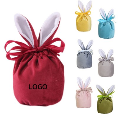 Easter Bunny Velvet Drawstring Bag