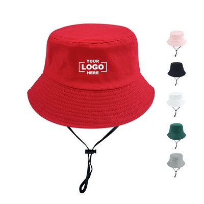 Unisex Cotton Bucket Hat with Adjustable Drawstring