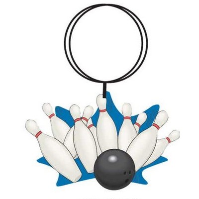 Bowling Strike Key Chain w/Clear Mirrored Back (4 Square Inch)