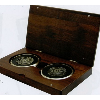 Solid Walnut Case w/ 4 Coasters & Gift Box