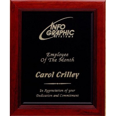 Black Glass Plaque In Rosewood Frame (10"x12")