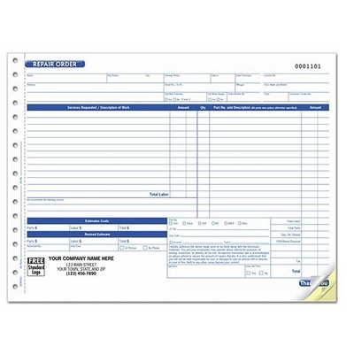 Repair Order Form w/ Key Tag