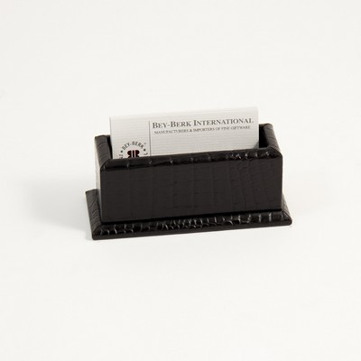 Card Holder - Black "Croco" Leather