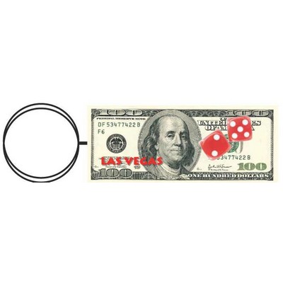 Las Vegas Dice $100 Bill Key Chain w/Clear Mirrored Back (6 Square Inch)