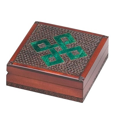 Wood Box w/Diamond Pattern On Lid (4 3/4"x4 5/8"x1 1/2")