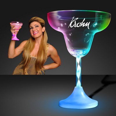 10 Oz. LED Imprintable Margarita Glass w/ Spiral Stem - Domestic Print