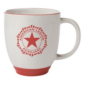 14 Oz. White Heartland Bistro Mug w/ Colored Trim (White/Red)