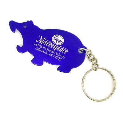 Hippo Aluminum Bottle Opener w/Key Chain