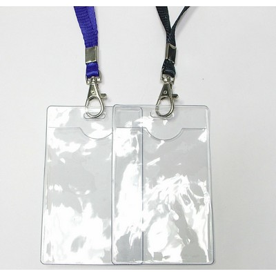 Clear Vertical Vinyl Badge Holder w/Lanyard (2½"x3½")