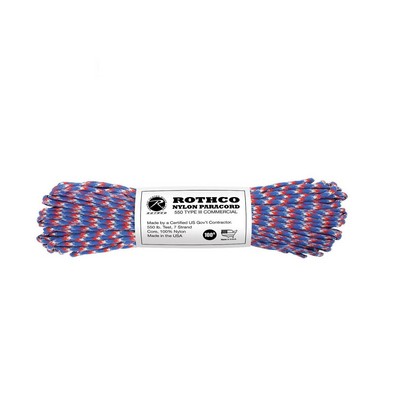 100' Red/White/Blue Camo 550 Lb. Type III Commercial Paracord