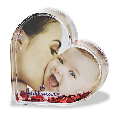 Acrylic Heart Shape Photo Frame with Water & Heart Shape Floaters