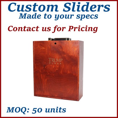 Custom Stain & Lacquer Slider-top Wooden Box w/ Handle - made to order, low minimums