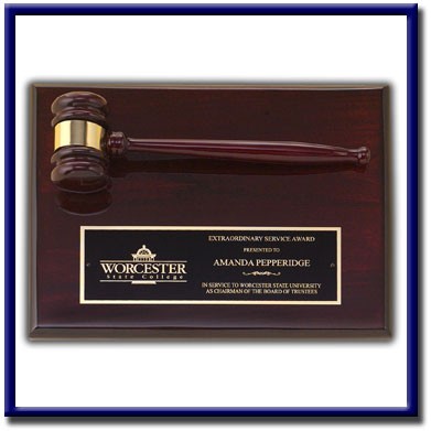 Rosewood Piano Finish Gavel Plaque (9"x12")