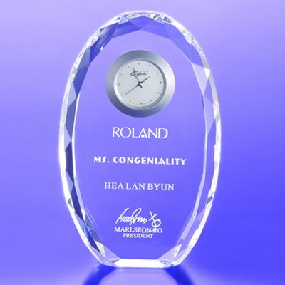 6 1/2" Faceted Oval Clock Award