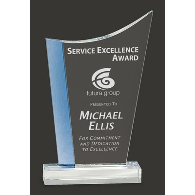 Wave of Excellence Blue/Clear Crystal Award - 9 1/2'' H