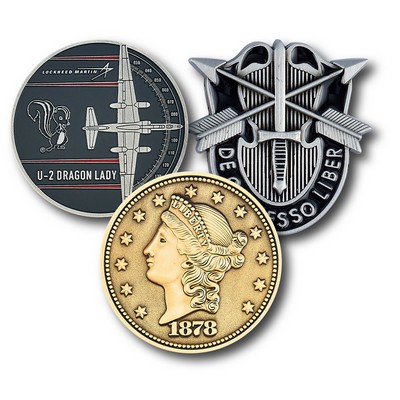 1 1/4" Custom Challenge Coin Double Sided Cast Zinc Alloy