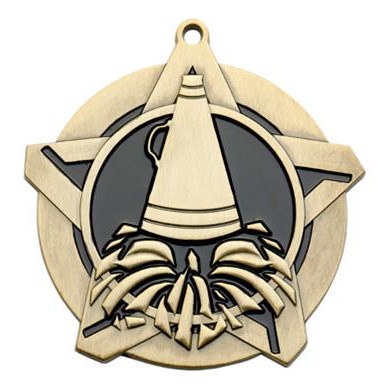 Super Star Medal - Cheer - 2-1/4" Diameter