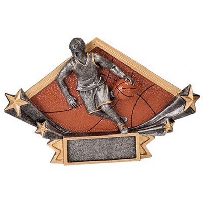 Diamond Star Resin Male Basketball Award - 4 1/4"x6 1/4"