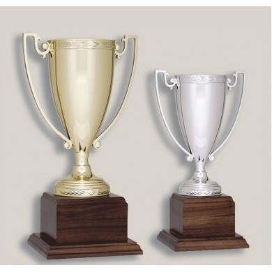 15" Silver Die Cast Zinc Cup Trophy w/Marble Base or Walnut Base