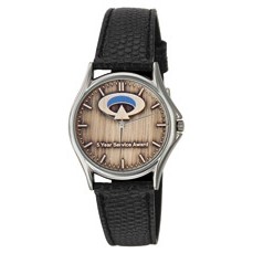 Neptune Medallion Silver Men's Watch w/Leather Strap