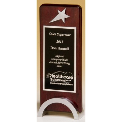 Rosewood award with silver chrome star (3.5" x 9")