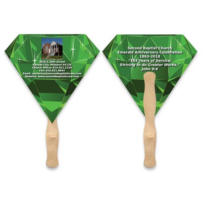 Gem or Diamond Shape Full Color Two Sided Single Paper Hand Fan