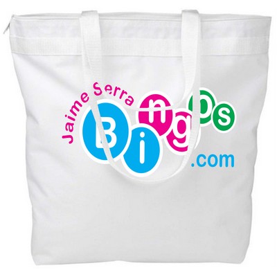 Large Tote Bag w/ Zipper - White