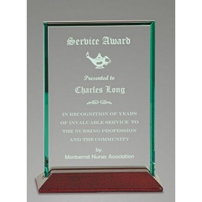 Jade Glass Rectangle Award w/Piano Finish Base (5"x7")