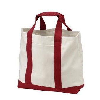 Port & Company® 100% Cotton Twill 2 Tone Shopping Tote Bag