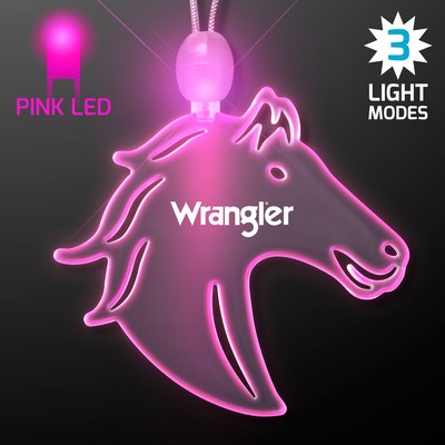 Acrylic Horse Head Shape Necklace w/Pink LED - Domestic Print