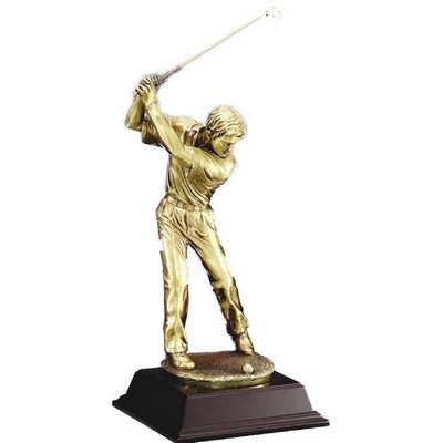 Golfer - Male Driver - Gold Metallic 10" Tall