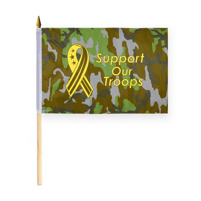 Support Our Troops Stick Flags 12x18 inch (camouflage)