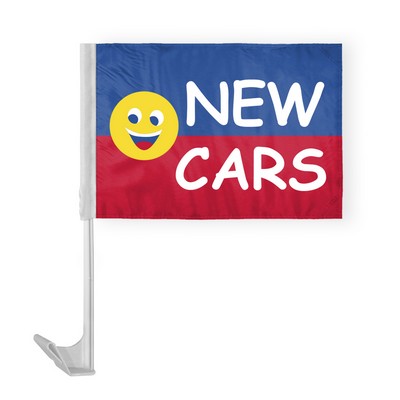 New Cars Smiley Car Flags 12x16 inch