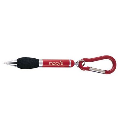 Carabiner Ball Point Pen w/ Soft Sponge Grip