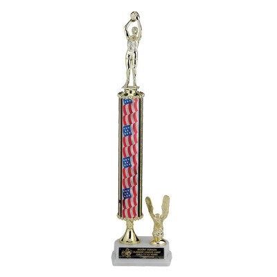 17½" Single Column Stars & Stripes Trophy w/Eagle Trim - Takes Figure