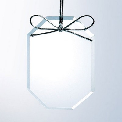 Beveled Clear Glass Ornament - Long Octagon