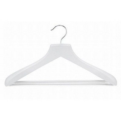 Deluxe White Wooden Suit Hanger w/Non-Slip Bar