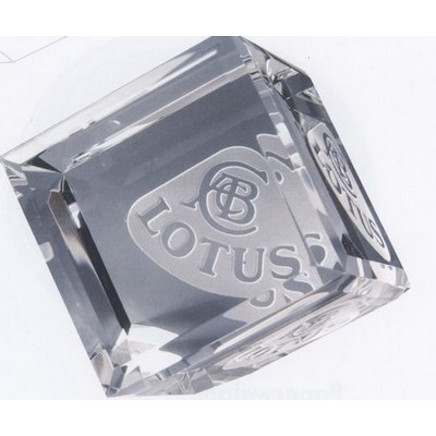 Clear Optical Crystal Standing Cube Paperweight (2-3/8"x2-3/8"x2-3/8")