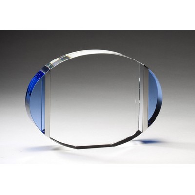 Clear & Blue True Oval Crystal Award - 7 x 5'' H