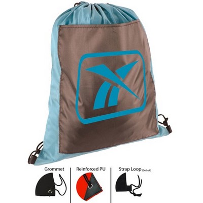 Large Front Pocket Dual Color Drawstring Backpack (15" x 18")