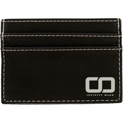 Money Clip, Black Faux Leather, 4" x 2 3/4"