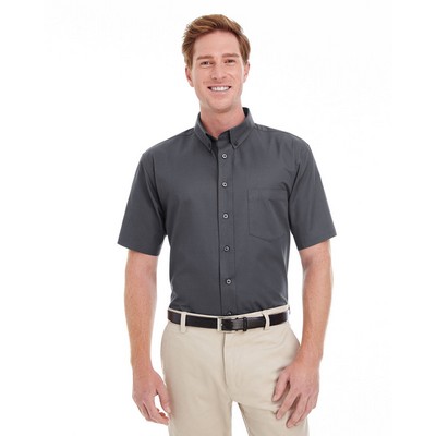 Harriton Men's Foundation Cotton Short-Sleeve Twill Shirt with Teflon™