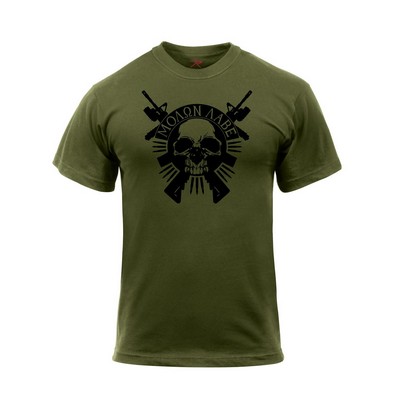 Olive Drab Molon Labe Skull T-Shirt (2X-Large)