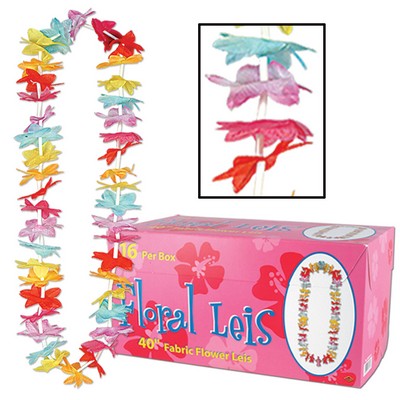 Multi Color Floral Leis w/ 16 Count Case Box