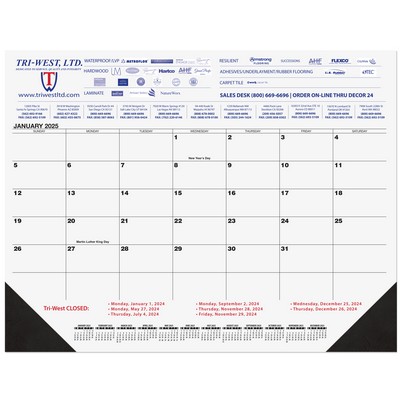 Black 13-Month Calendar Desk Pad w/Two Color Imprint (21¾" x 17")